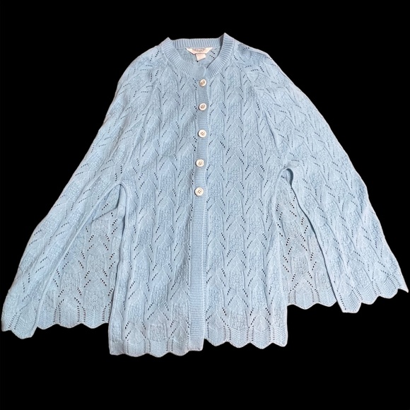 Vtg Womens Cardigan Sweater Medium Cape Shawl Open Weave Design Button USA Lot - Picture 2 of 16